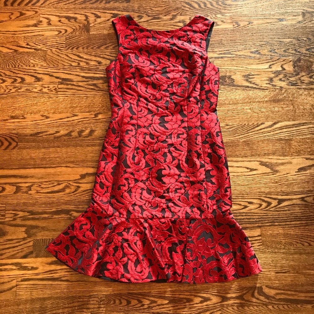 Ann Taylor red overlay dress 0
